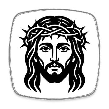 Jésus-Christ Head - Magnet carré - blanc - Devant