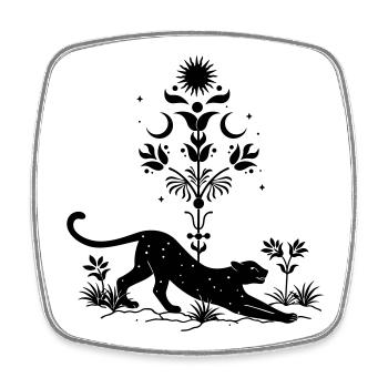 Cosmic Leopard Boho - Viereckiger Kühlschrankmagnet - Weiß - Vorne