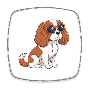 Dog Rider Glam Goggles - Square fridge magnet - white - Front