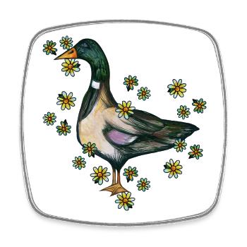 Florales Entenblütenporträt - Viereckiger Kühlschrankmagnet - Weiß - Vorne