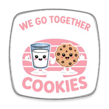 Milk and Cookies Best Friends Kawaii Design - Magnet carré - blanc - Devant
