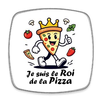 Je suis le roi de la pizza - Magnet carré - blanc - Devant