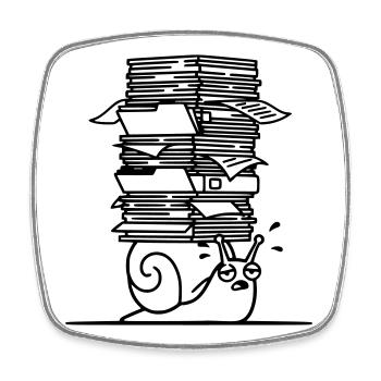 Plan de bureau de la pile de papier escargot - Magnet carré - blanc - Devant