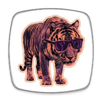 Tiger Sunglasses Risography - Square fridge magnet - white - Front