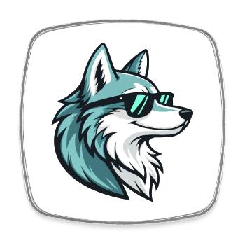 Loup Teal Sonnenbrille - Viereckiger Kühlschrankmagnet - Weiß - Vorne