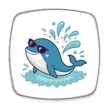 Surfer Whale in Sunglasses - Square fridge magnet - white - Front