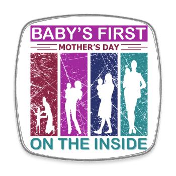Premier t-shirt de la fête des mères du bébé décorateur d’intérieur - Magnet carré - blanc - Devant