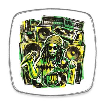 Système de son Dub Reggae - Magnet carré - blanc - Devant
