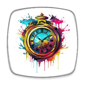 Clock - Time - Timeless - Square fridge magnet - white - Front