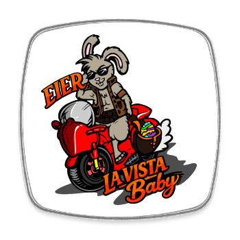 Eier Hasen Biker Motiv – Hasta La Vista Baby - Viereckiger Kühlschrankmagnet - Weiß - Vorne