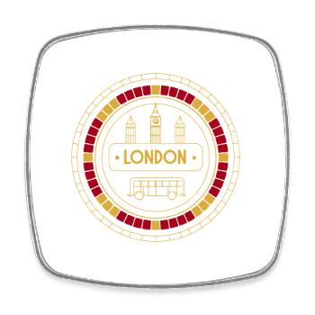 Gold London und Bus-Patch - Viereckiger Kühlschrankmagnet - Weiß - Vorne