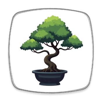 Bonsai Baum - Viereckiger Kühlschrankmagnet - Weiß - Vorne