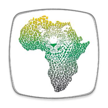 Africa-_continent_silhouette-_leopard_head_and_ - Viereckiger Kühlschrankmagnet - Weiß - Vorne