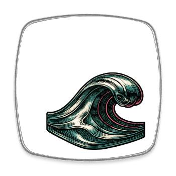 Japanese Retro Wave Ocean - Square fridge magnet - white - Front