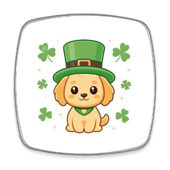 Kawaii clover Labrador puppy and green hat - Square fridge magnet - white - Front