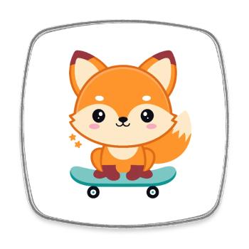 Fox auf einem fröhlichen Skateboard - Viereckiger Kühlschrankmagnet - Weiß - Vorne