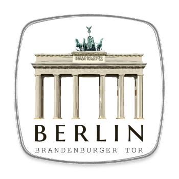 Porte de Berlin Brandebourg dessinée à la main - Magnet carré - blanc - Devant
