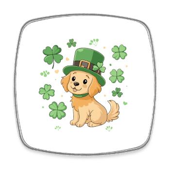 Labrador Leprechaun and Green Clover Dog - Square fridge magnet - white - Front