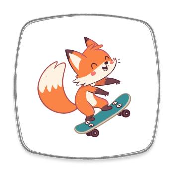 Fox skateboarder on skateboard - Square fridge magnet - white - Front