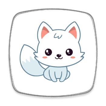 Kawaii-Weißpastellfuchs - Viereckiger Kühlschrankmagnet - Weiß - Vorne