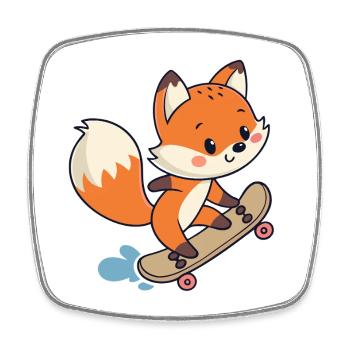 Urban Skateboarder Fox - Square fridge magnet - white - Front