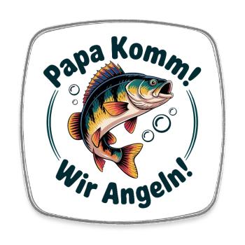 Papa Komm Wir Angeln Fischmotiv - Viereckiger Kühlschrankmagnet - Weiß - Vorne