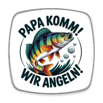 Angeln mit meinem Papa - Viereckiger Kühlschrankmagnet - Weiß - Vorne