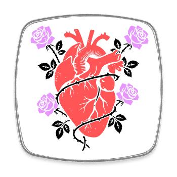 Anatomisches Herz Rosen Bunt - Viereckiger Kühlschrankmagnet - Weiß - Vorne