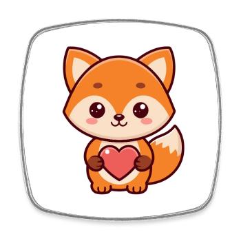 Fox Heart Sweet Cartoon - Viereckiger Kühlschrankmagnet - Weiß - Vorne