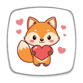Fox Kawaii Hearts - Square fridge magnet - white - Front