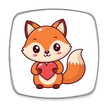 Renard Kawaii Coeur Coloré - Magnet carré - blanc - Devant