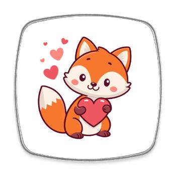 Fox Heart Kawaii - Square fridge magnet - white - Front