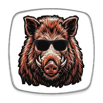Summer Boar Sunglasses - Square fridge magnet - white - Front