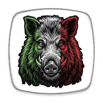 Wild Boar Italy Flag Italian - Square fridge magnet - white - Front