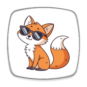 Fox swag in sunglasses - Square fridge magnet - white - Front