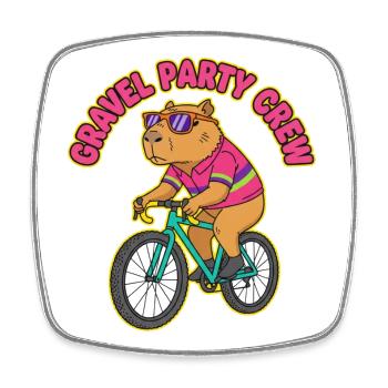 90s Retro Capybara Gravel Party Crew - Square fridge magnet - white - Front