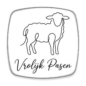 Vrolijk Pasen, Schattig Lammetje Shirt, Tasche - Viereckiger Kühlschrankmagnet - Weiß - Vorne
