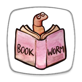 Lecteur rat de bibliothèque : Livre ouvert rose - Magnet carré - blanc - Devant