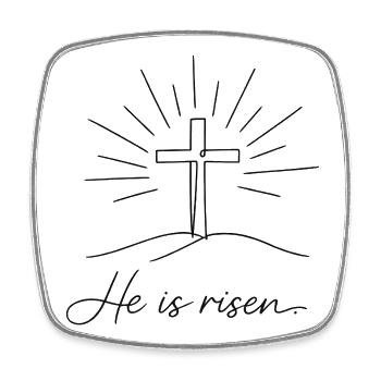 Kruzifix He is Risen Ostern Jesus - Viereckiger Kühlschrankmagnet - Weiß - Vorne