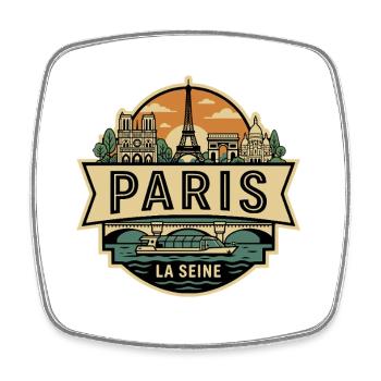 Retro Paris France Vintage Skyline Emblem - Square fridge magnet - white - Front