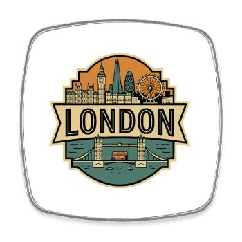 Retro London England Vintage-Skyline - Viereckiger Kühlschrankmagnet - Weiß - Vorne