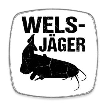 Wels-Jäger-  Perfekt für alle Hobbyangler  - Viereckiger Kühlschrankmagnet - Weiß - Vorne