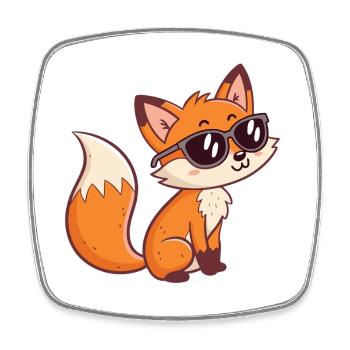 Fox Stylish Dark Glasses - Viereckiger Kühlschrankmagnet - Weiß - Vorne