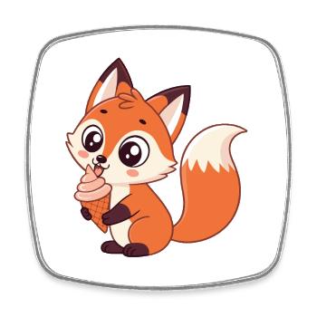 Renard gourmand crème glacée - Square fridge magnet - white - Front