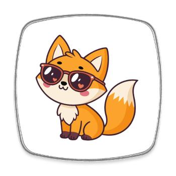 Kawaii Fuchs Brille Herzen - Viereckiger Kühlschrankmagnet - Weiß - Vorne