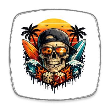 Sunset Skull Vibes - Viereckiger Kühlschrankmagnet - Weiß - Vorne