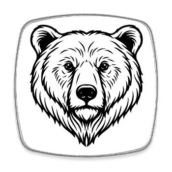 Illustration d’ours - Magnet carré - blanc - Devant