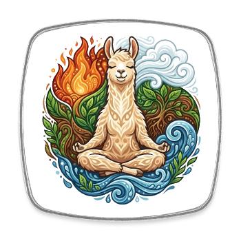 Zen Lama - Éléments spirituels et méditation - Magnet carré - blanc - Devant