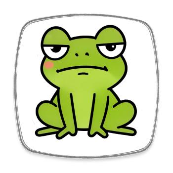 Sleepy Green Frog Cartoon - Square fridge magnet - white - Front
