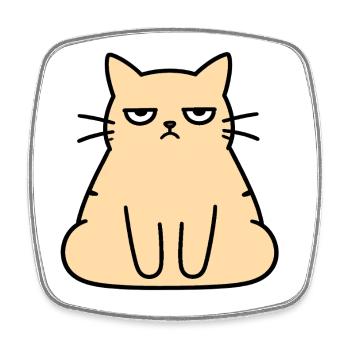 Grumpy Lounge Cat - Square fridge magnet - white - Front